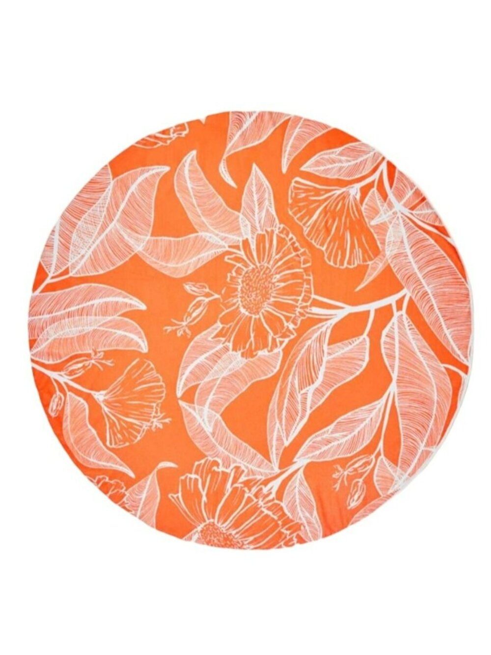 Round Towel 57in 145cm Orange White Floral Summer and Rose Beach Pool NWT jj3508